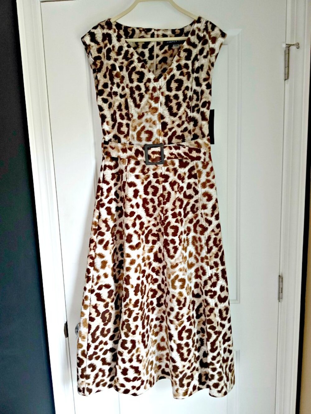 NEW! 169.00 ANDREW MARC BELTED LEOPARD PRINT DRESS